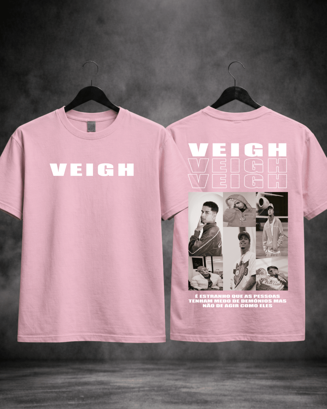 T-shirt Veigh Edição de Fã preta rosa - mockup adicional - SuDrops