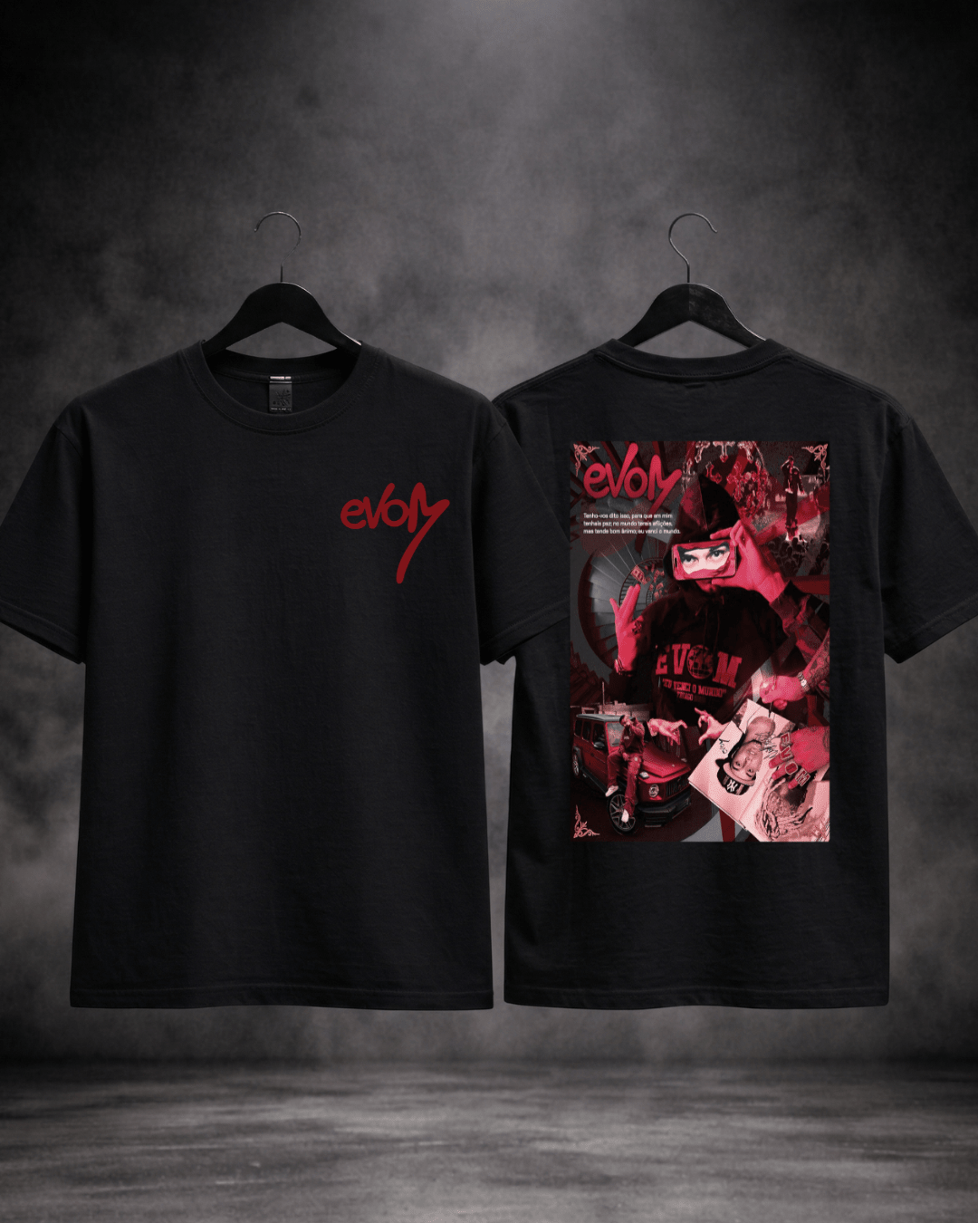 T-shirt Veigh Evom - detalhe frente e costas - SuDrops