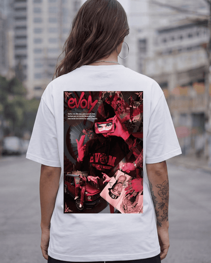 T-shirt Veigh Evom branca frente e costas - SuDrops