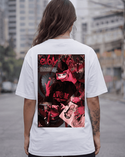 T-shirt Veigh Evom branca frente e costas - SuDrops